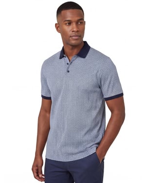 Brax polo katoen blauw geprint