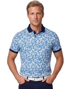 blauwe Baileys polo geprint katoen
