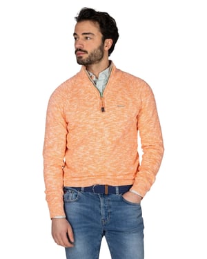 trui New Zealand half zip Baylor oranje katoen
