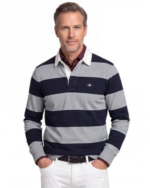 Gant trui katoen grijs/blauw gestreept