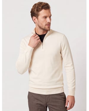 off white Profuomo luxe half zip trui