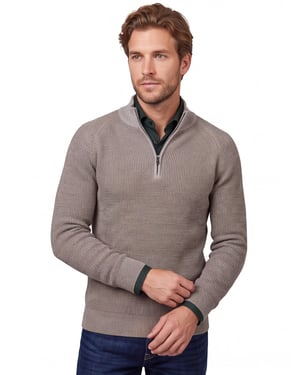 Gentiluomo half zip trui bruin