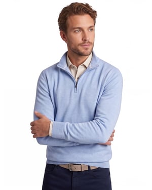 trui Scotland Blue half zip normale fit lichtblauw