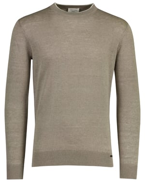 Khaki trui ronde hals Gentiluomo linnen