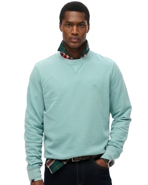 Superdry sweater turquoise katoen ronde hals