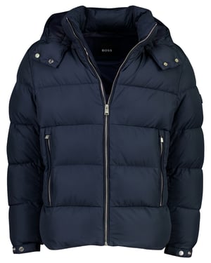Parka jas BOSS Black donkerblauw gevoerd