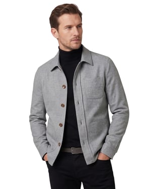 Carl Gross overshirt grijs effen normale fit wol stretch