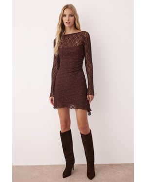 TRENDYOLMİLLA Dames Bruin Effen Kort / Mini Lang Casual A-lijn Jurken