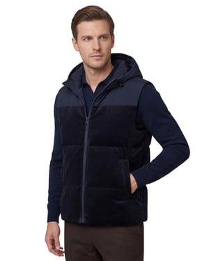 bodywarmer Profuomo donkerblauw corduroy