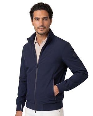 People of Shibuya zomerjas marineblauw normale fit effen rits