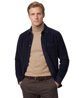 Overshirt Carl Gross donkerblauw effen normale fit