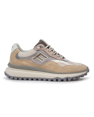 Comfortabele Van Bommel sneaker bruin textiel met print