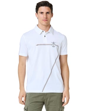 Aeronautica Militare polo wit effen Regular Fit katoen