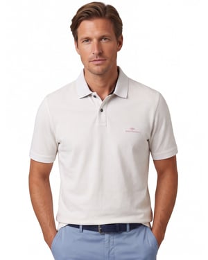 katoenen Fynch-Hatton polo korte mouw effen wit