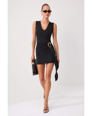 TRENDYOLMİLLA Dames Zwart Effen Kort / Mini Mouwloos Bodycon Jurken