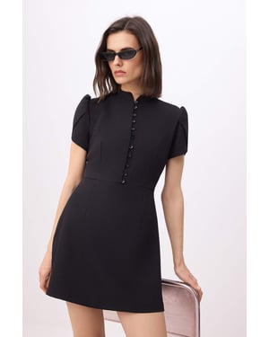 TRENDYOLMİLLA Dames Zwart Effen Kort / Mini Kort A-lijn Jurken
