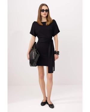 TRENDYOLMİLLA Dames Zwart Effen Extra Kort / Super Mini Kort Bodycon Jurken