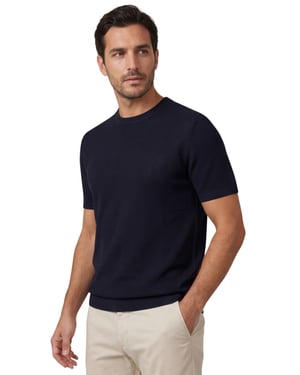 Donkerblauw T-shirt ronde hals Gentiluomo