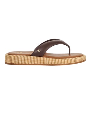 Dune London Lo Laike leren teenslippers voor dames (Bruin)