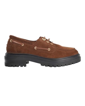 Dune London Dames-bootschoenen van Venetiaans leer met vetersluiting (Bruin)