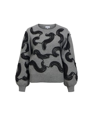 Object objfarah l/s re knit pullover 147 n 23050203 medium grey melange