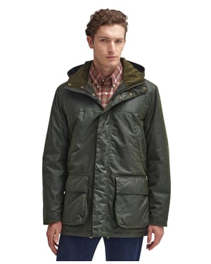 katoenen Barbour waxjas donkergroen normale fit
