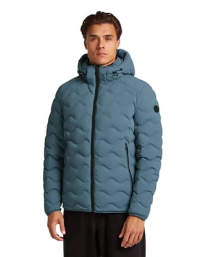 Reset gewatteerde winterjas blauw afneembare capuchon