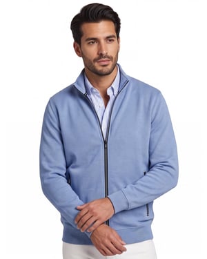 vest Baileys normale fit blauw met rits katoen