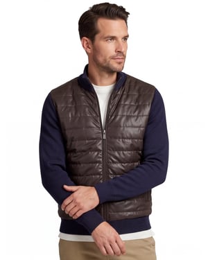 donkerblauw Baileys vest met bruin padded voorzijde