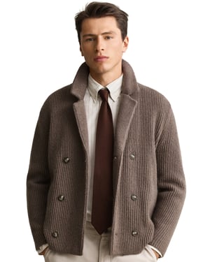 Vesten Gant Regular Fit bruin gebreid blazer vest jak wol