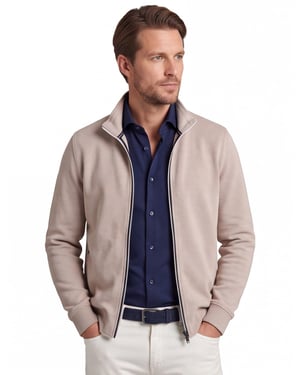 vest Baileys beige witte rits normale fit