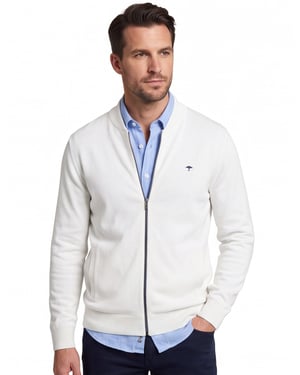 Fynch-Hatton vest wit effen katoen normale fit