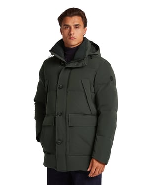 winterjas Reset effen groen normale fit capuchon