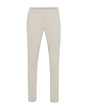 linnen pantalon Genti chino beige effen normale fit
