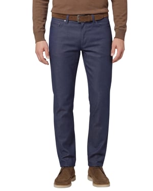 Brax katoenen broek blauw effen katoen