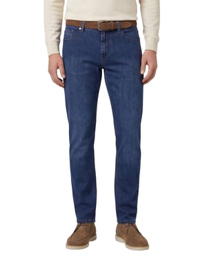 Alberto broek blauw denim effen katoen