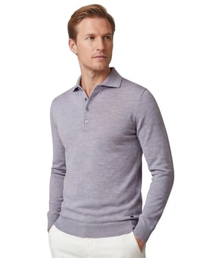 Born with Appetite Anton lange mouw polo grijs merinowol