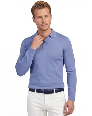 blauw elegant Genti polo lange mouw