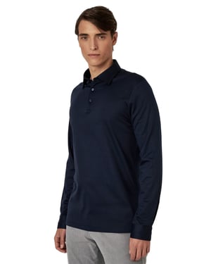poloshirt Desoto Kent donkerblauw effen slim fit