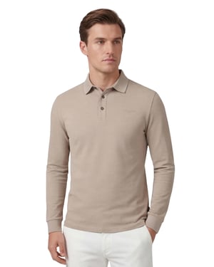 Polo lange mouw Cavallaro Napoli beige regular fit