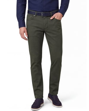 katoenen Brax jeans Chuck donkergroen geprint normale fit