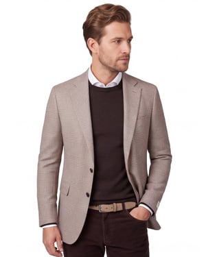 Carl Gross colbert beige geruit normale fit