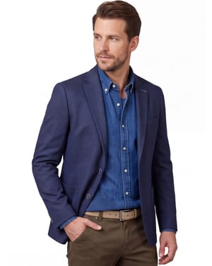 Roy Robson colbert normale fit donkerblauw geruit