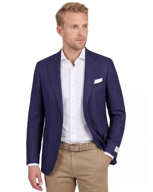 wollen colbert Carl Gross blauw effen normale fit