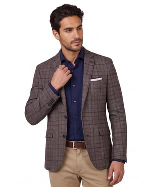 Colbert Scotland Blue bruin geruit borstzak