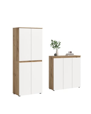 Furnilux Ruime universele kast wit-eik 15 planken en kleiderstang 140x175 cm
