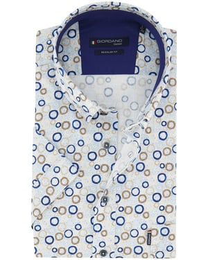 Blauw beige geprint overhemd Giordano Regular Fit met stippen