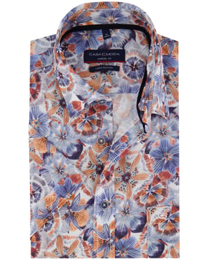linnen Casa Moda overhemd geprint multicolor wijde fit