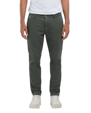 katoenen Replay chino effen groen Benni Regular Fit
