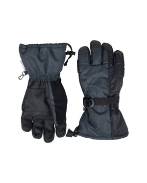 'Mountain' Men's Ski Gloves Padded Lightweight Comfy Wrist Strap Winter Mittens Black
